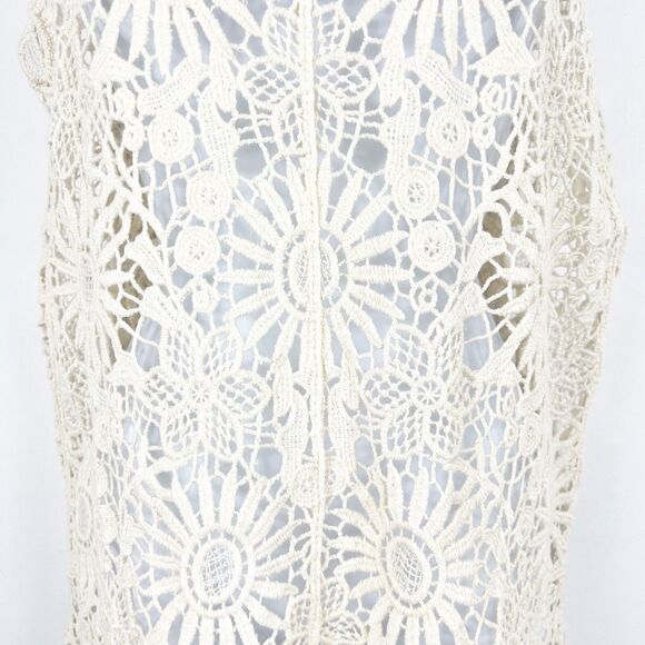 ISELA Crochet Tank Top Womens Size Small Eyelet Cotton Ivory Boho Festival Y2K - Picture 2 of 9
